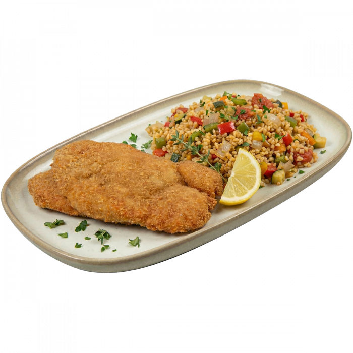Pileci-cordon-bleu_bulgur s povrcem_restoran-Cassandra